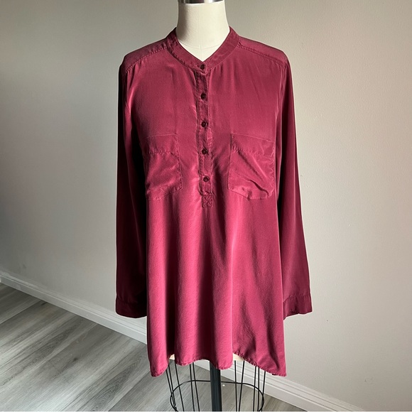 Eileen Fisher Silk Small Burgundy/Maroon Blouse Shirt - Picture 1 of 16
